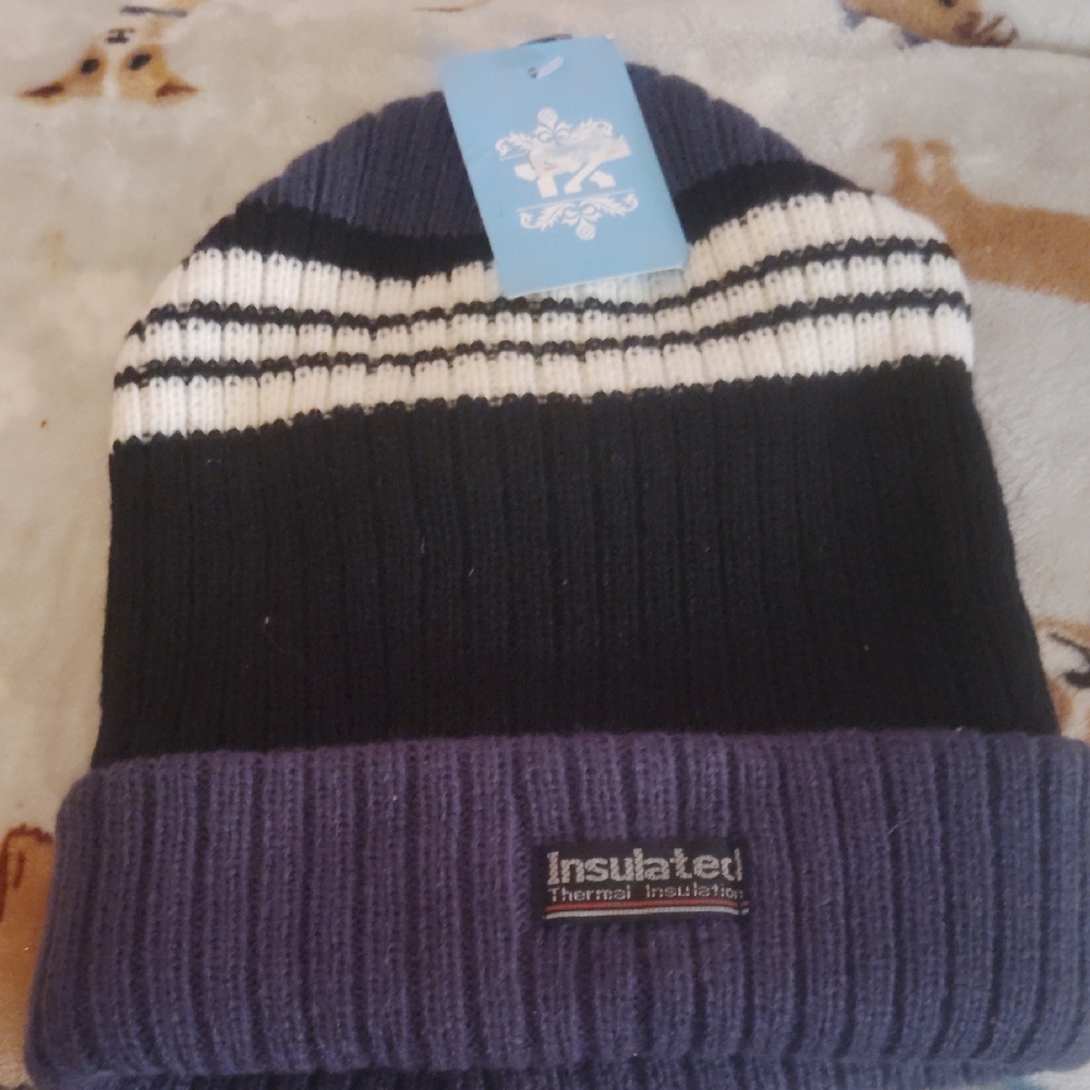 Insulated Kids Beanie - Black and Purple